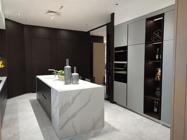 2mm Glass Front Kitchen Cabinet-matte white (2)